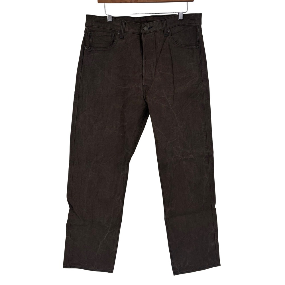 Levis 501 Original Fit Brown Selvedge Denim Jeans Mens 36x32 Straight Leg